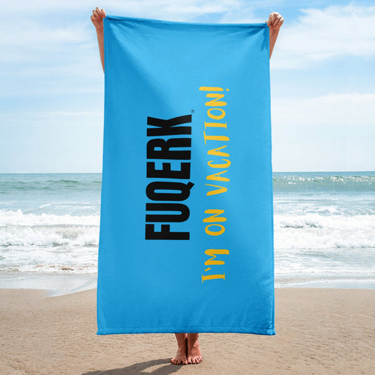 FUQERK 'I'm On Vacation' Beach Towel | Vibrant Style & Comfort | Blue
